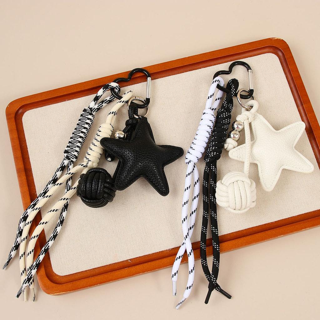 Pu Star Keychain Bag Pendant With Handcrafted Rope For Fashion Accessories