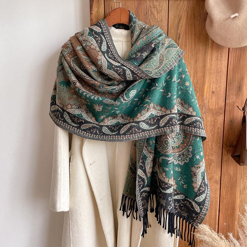 Fashion Thick Soft Cashmere Luxury Brand Jacquard Scarf Women Winter Poncho For Lady Casual Neckerchief Bandana Shawl Headband