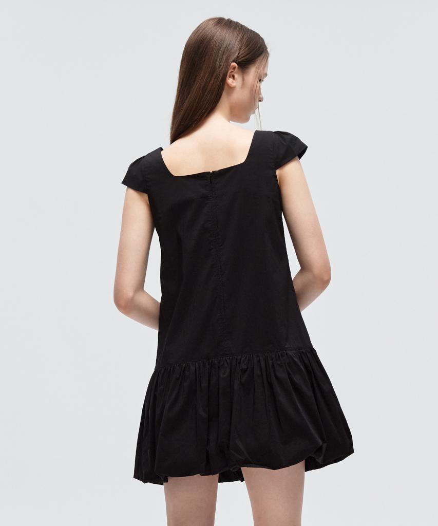City Breeze Square Neck Balloon Mini Dress_Black