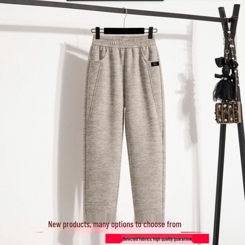 Velvet-Lined High Waist Pants for Middle-Aged Women - Winter Fashion for Shorter Figures