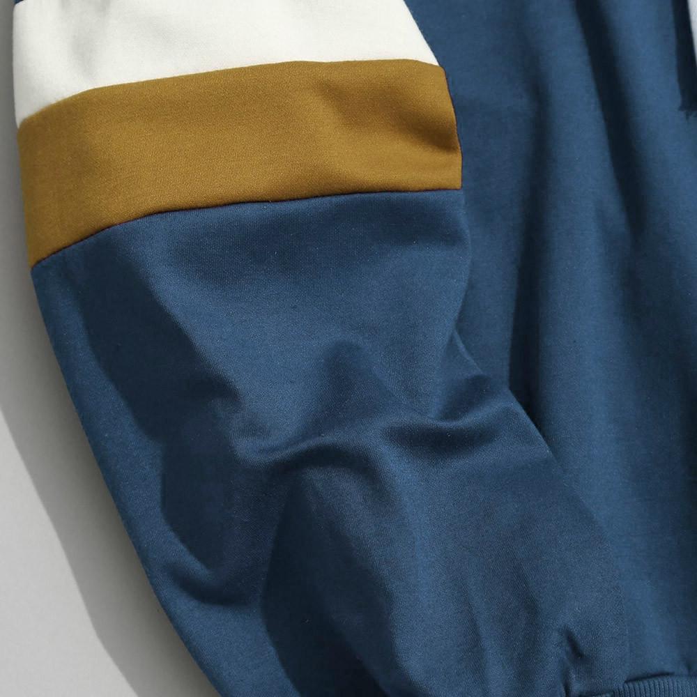 Mens Casual Patchwork Slim Fit Hoodie Outwear Blouse Sweatshirt