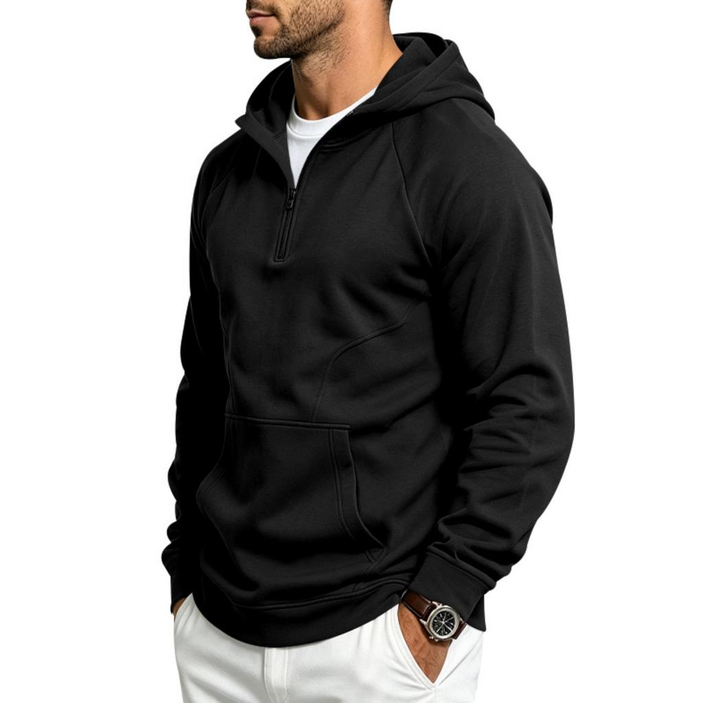 Men's Loose Fit Color Block Hooded Zip-Up Sweatshirt for Outdoor Workout and Fitness