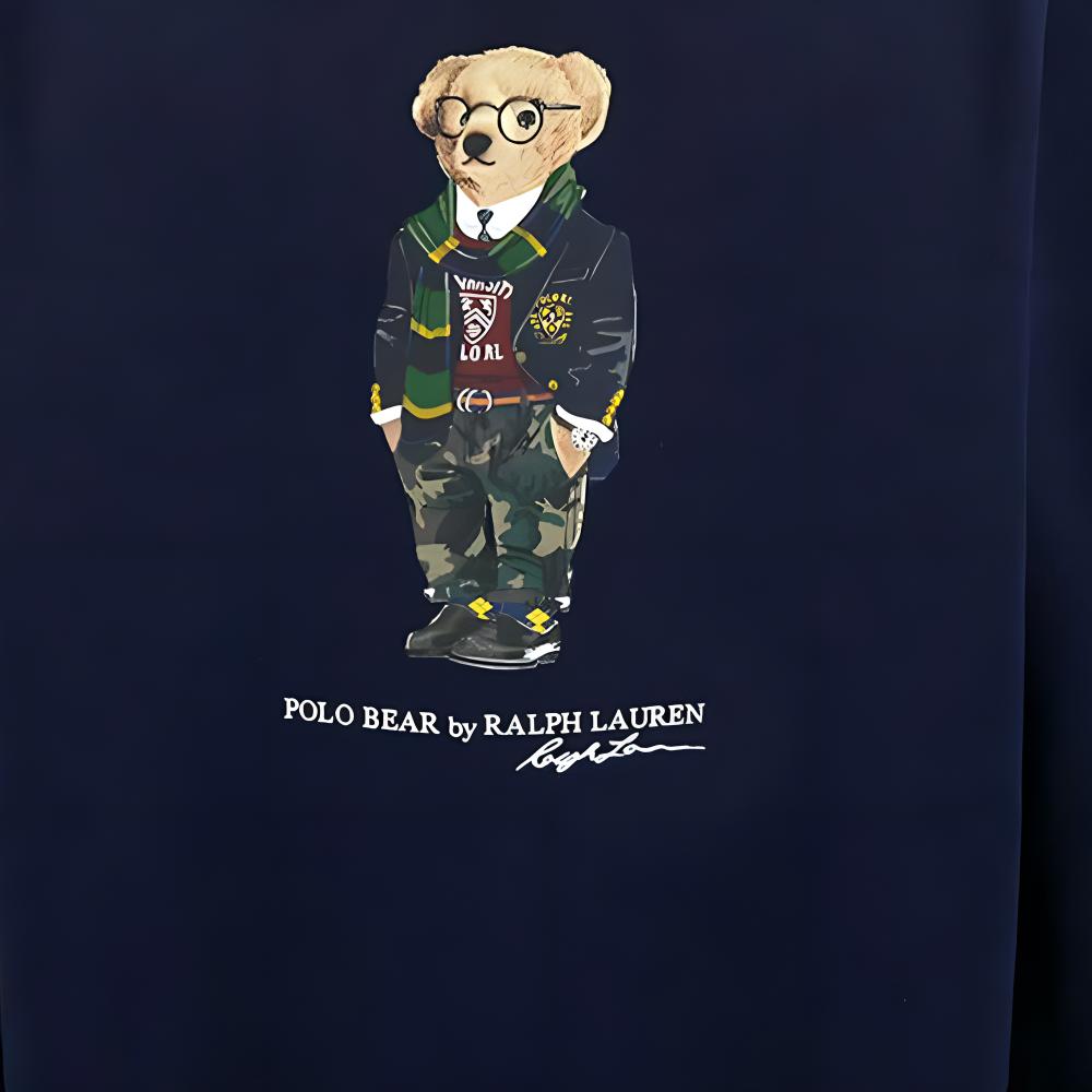Polo Ralph Lauren FW24 College Style Bear Pattern Crewneck Fleece Long Sleeve Sweatshirt Men Sweatshirt Navy-Blue MNPOKNI16821719-410