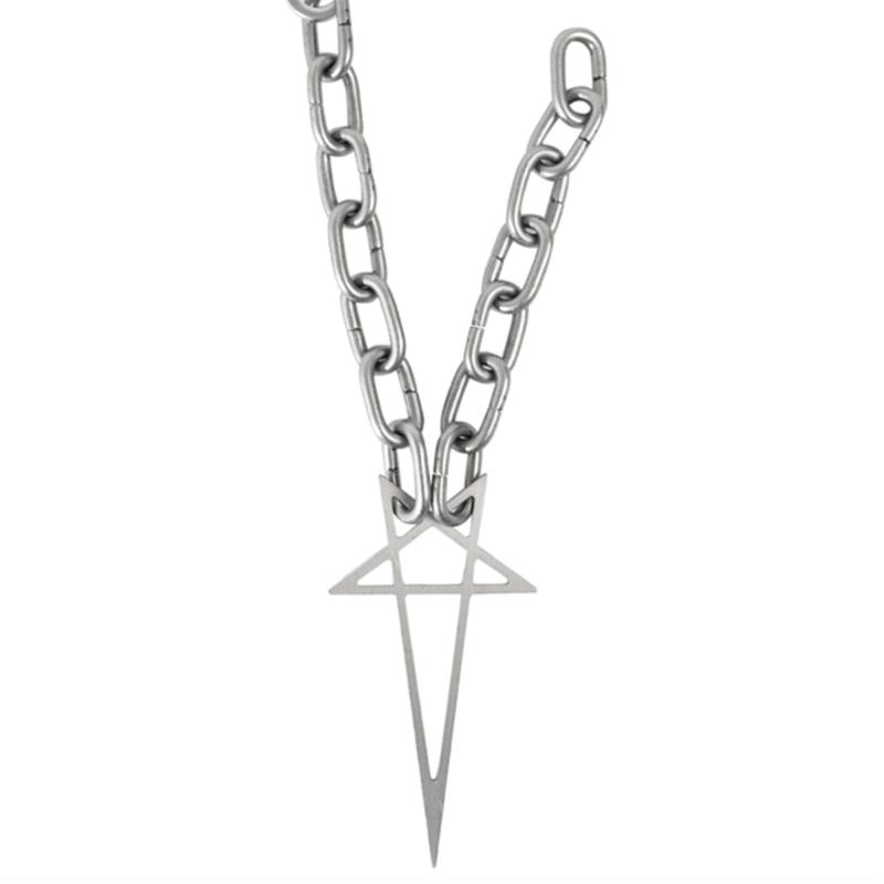 Trend Silver Color Chain Pentacle Necklaces Punk Collar Chokers Necklaces For Men Women Jewelry Aesthetic Thick Necklace