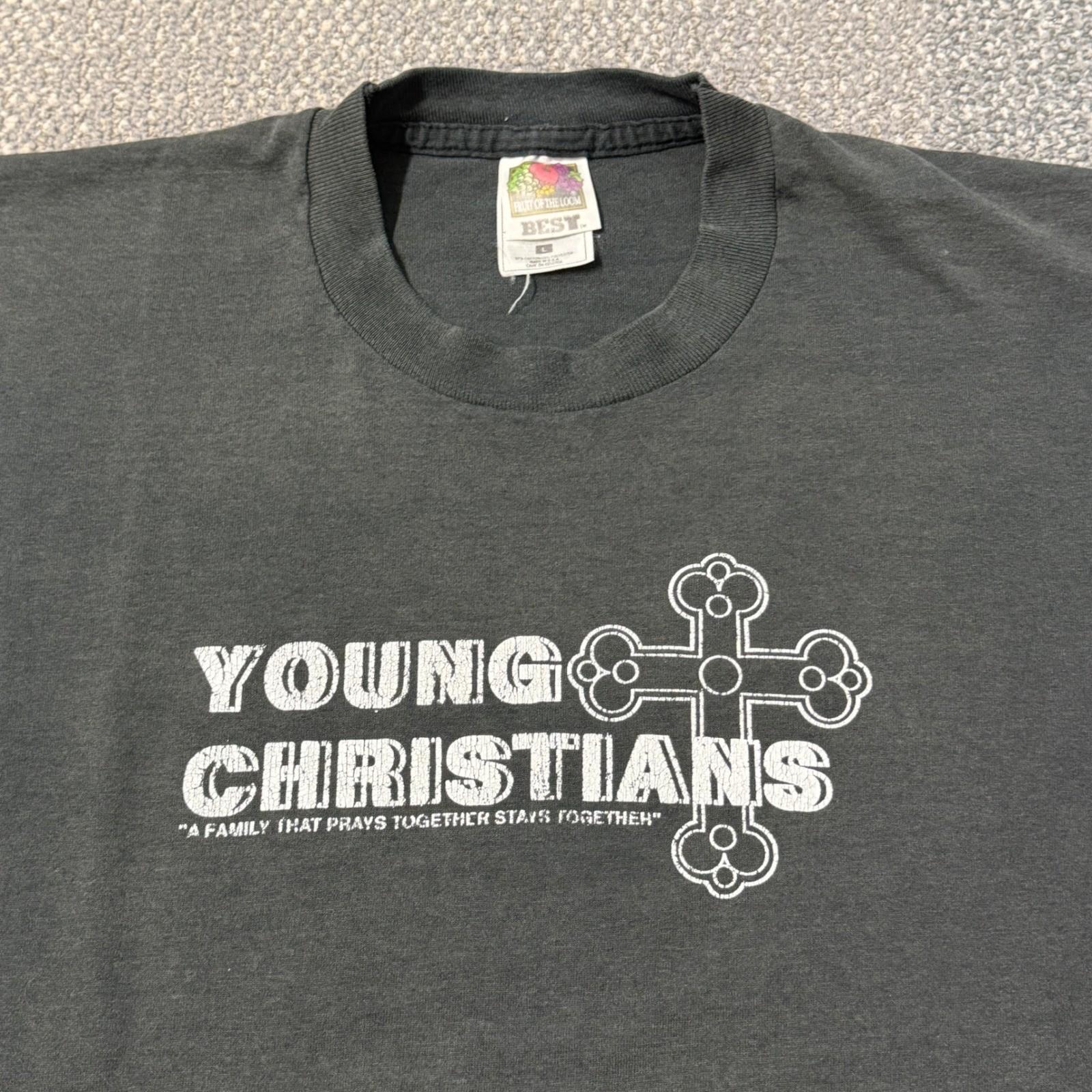 Vintage 90s Young Christians T-Shirt Black Grunge Religious Tee Large S
