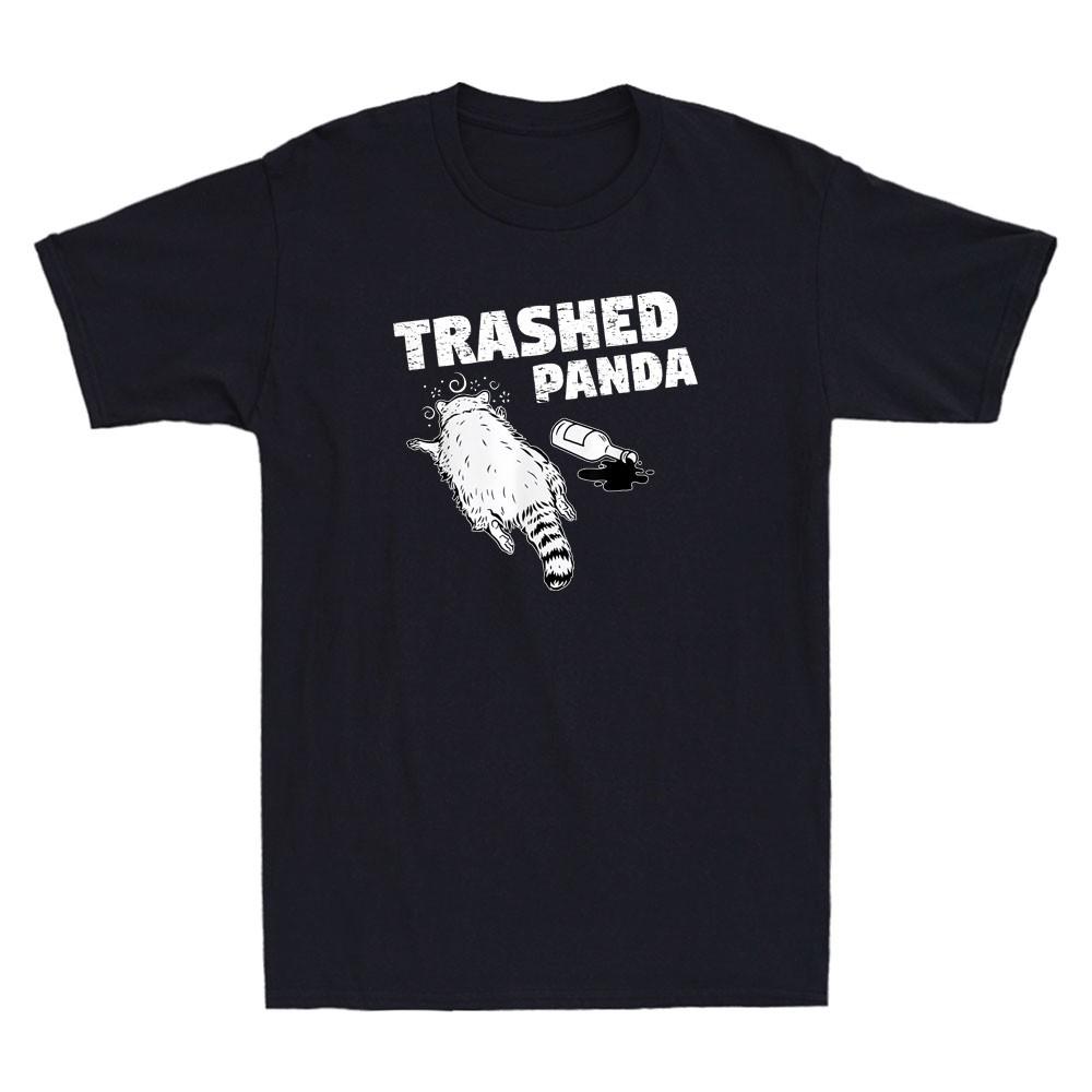 Trashed Panda Funny Drunk Lets Get Trashed Raccoon Graphic Vintage Men s T-Shirt M