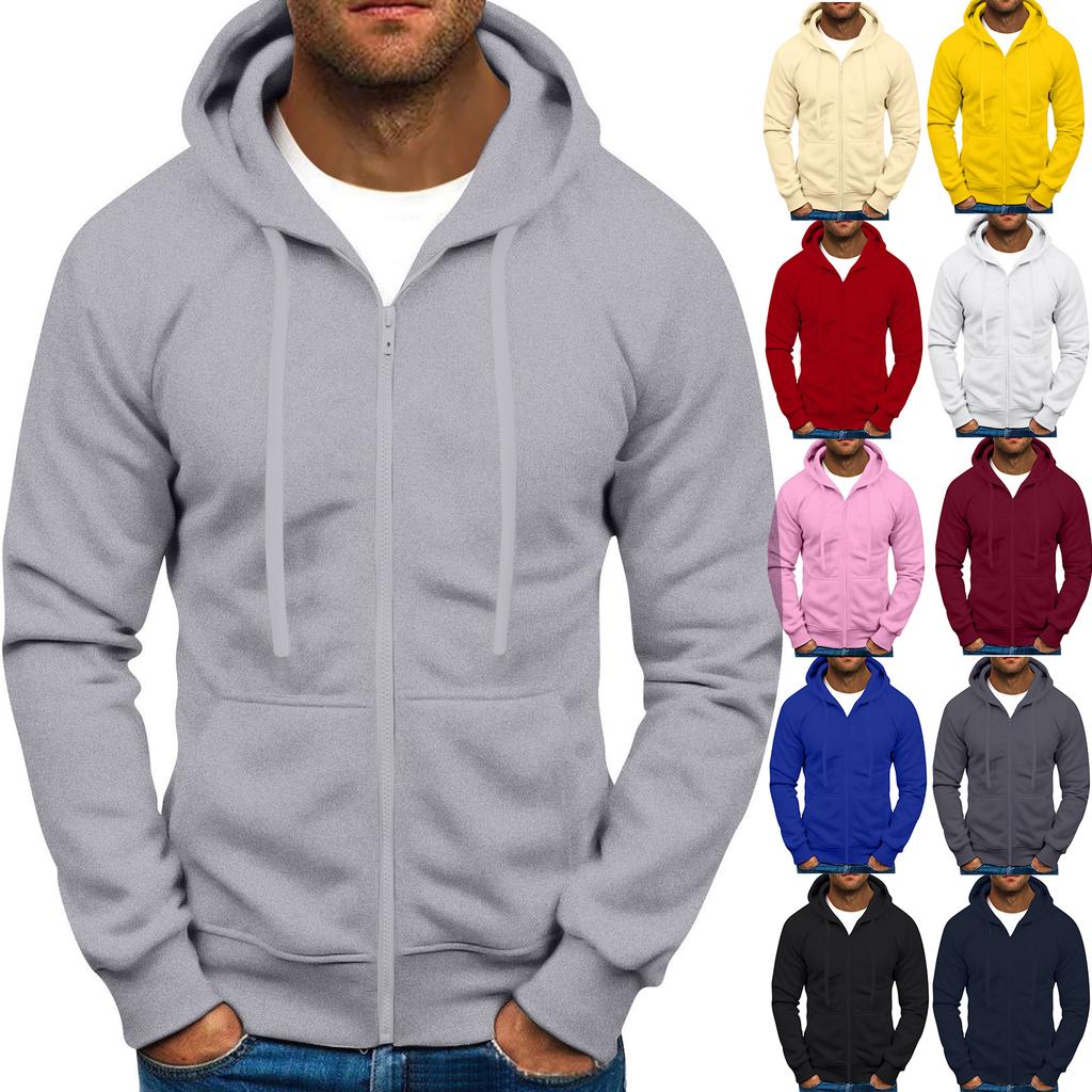 Men Full Zip Up Sweatshirts Long Sleeve  Pullover Tops Casual  And Tall Jackets With Pockets
