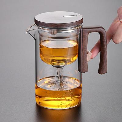 520/720ml Glass Teapot With Infuser Magnetic Suction Tea Infuser Pot Wooden Handle Tea Separation Filtering Glass Kettle