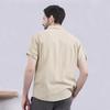 Men's Short-Sleeved Cotton Linen Shirts Summer Breathable Solid Color Casual Beach Style Plus Size Tops