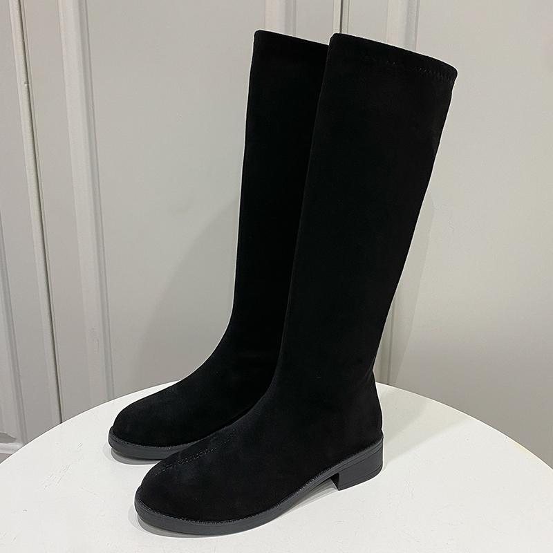 Fashion Winter Soft Leather Women Knee High Boots Fashion Back Zippers Modern Long Booties Designer Flats Botas De Mujer