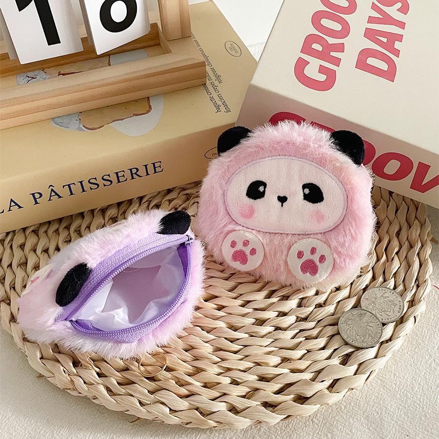 Gradient Panda Coin Purse: Kids' Plush Wallet & Card Holder Gift