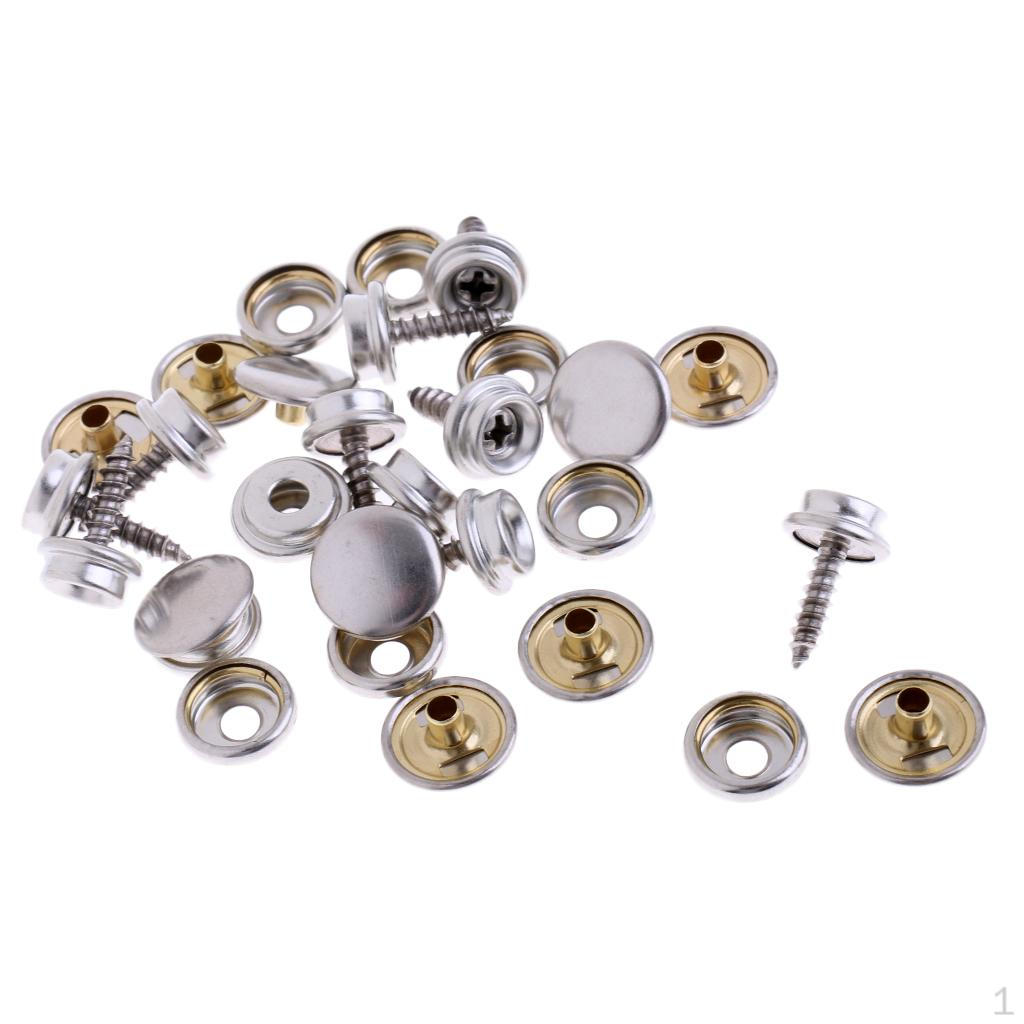 10 Set Fastener Screw Snaps, Marine Grade 3/8 Socket with Stainless Steel 5/8 Snaps for Boat