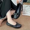 New Women's Shoes Spring and Autumn Fashion Round Toe Shallow Mouth Low Heel Bow Decorated Slip-On Women's Flat Shoes