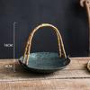 Creative Ceramic Dish Portable Basket Hotel Special Dish Restaurant Ceramic Dish Table Decoration Round Tray Creative Tableware