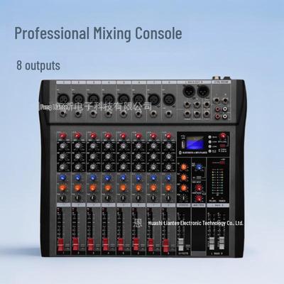 Profesjonalny 8-kanałowy mikser DJ-ski CT8 z USB, Bluetooth i monitoringiem do występów scenicznych, zespołowych i konferencyjnych.