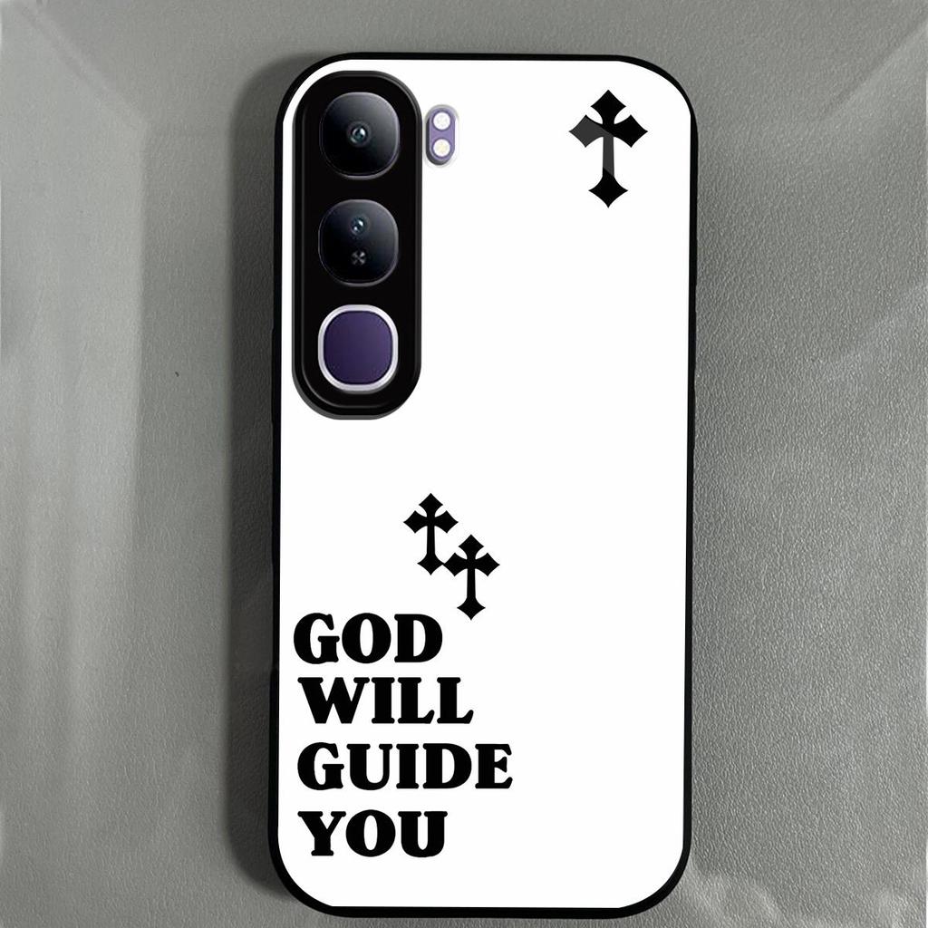 Retro Cross Letter Print Phone Case for Vivo V40 Lite 5G Y200 Acrylic TPU Hybrid Shockproof Cover
