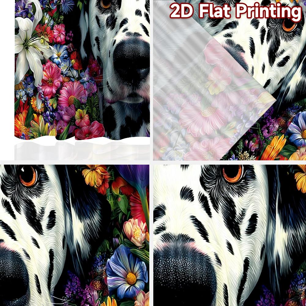 2D flat printing 2pcs Window Curtains Dalmatian Dog Flower Crown Digital Printed Polyester Drapes Family Party Perfect for Room