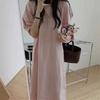 New Arrivals Open Run Women Cotton Pintuck Plain Dress Flare Puff Long Dress
