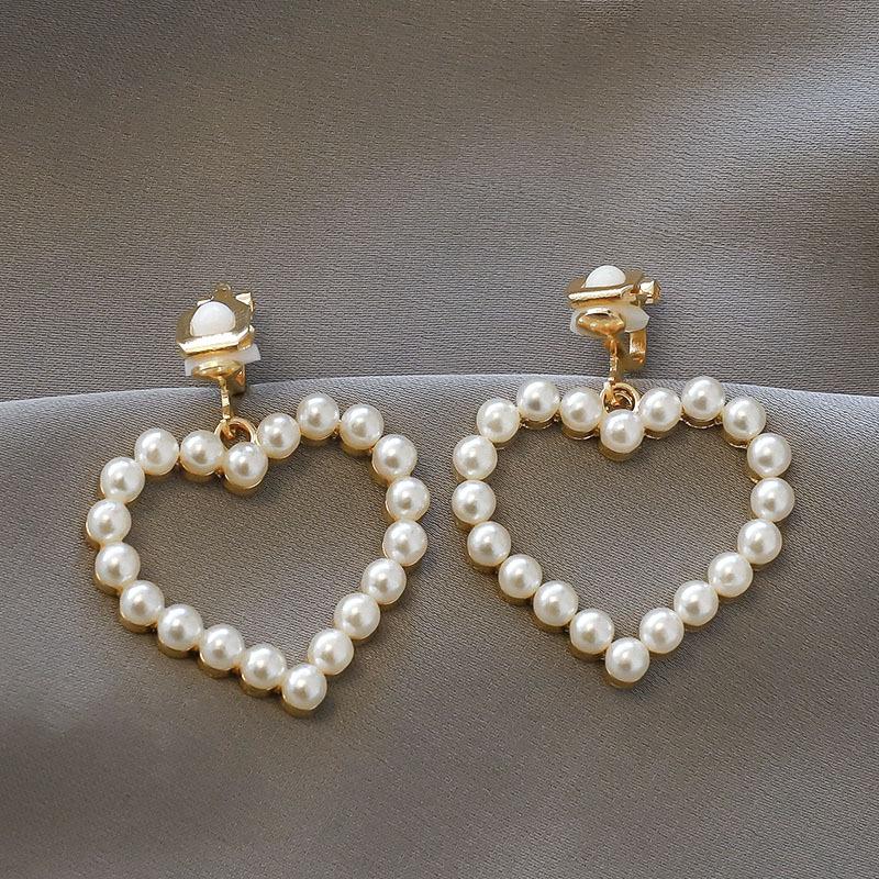 Fashion charm Creative pearl clip on Earrings Cute Handmade Earrings Womens ear clips Jewelry