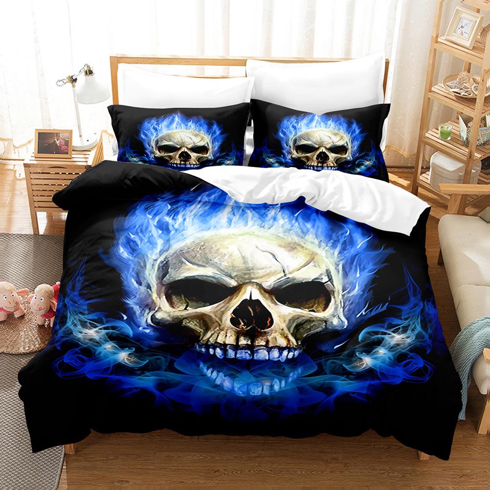 3D Skull Bedding Set Halloween Duvet Cover 2/3 Pieces DE135 * 200 Single/Double Boys' Room Deluxe Home Decoration gift