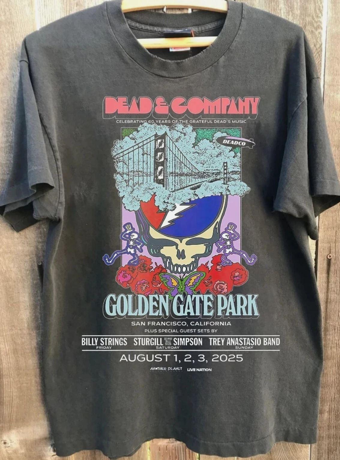 Dead and Company Golden Gate Park CA August 1-2-3 2026 T Shirt Charcoal NWT XXL