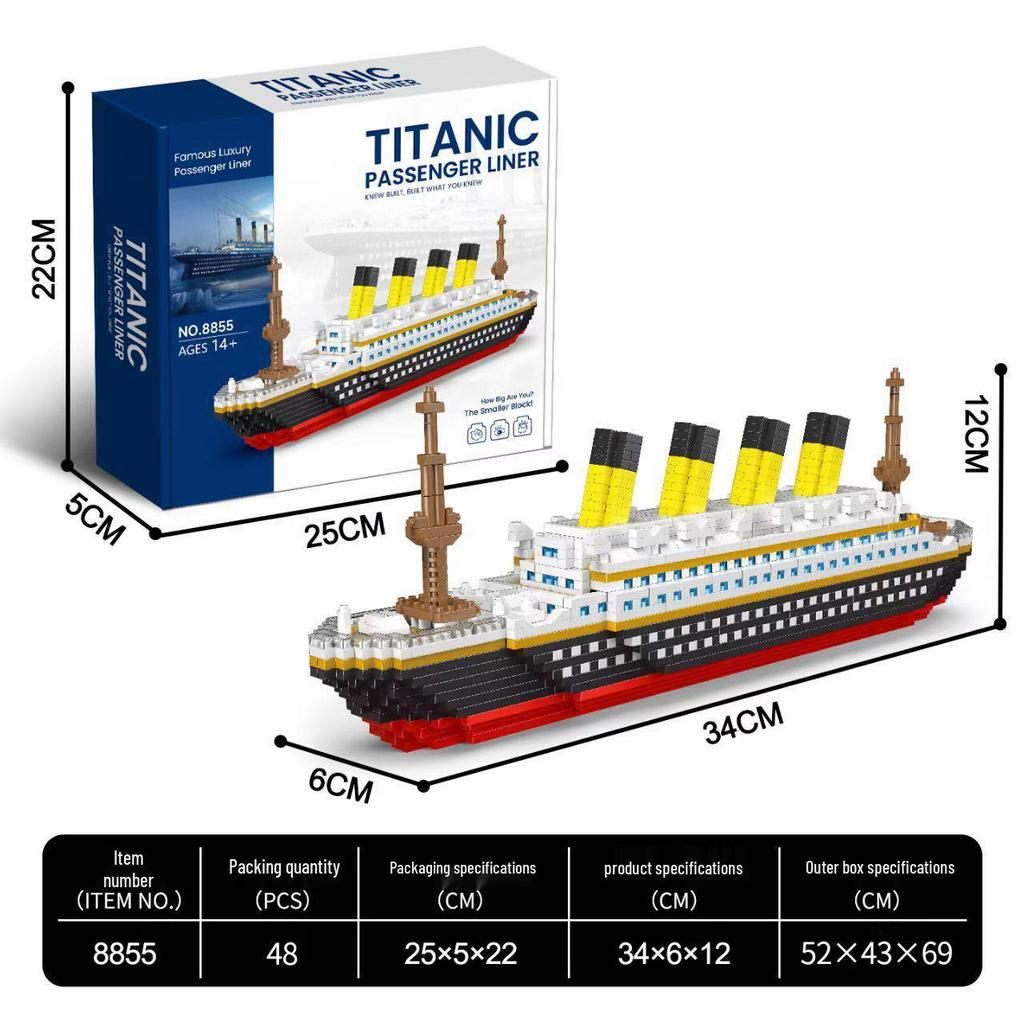 Titanic Pirate Ship Micro-Particle Building Blocks Puzzle Toy DIY 