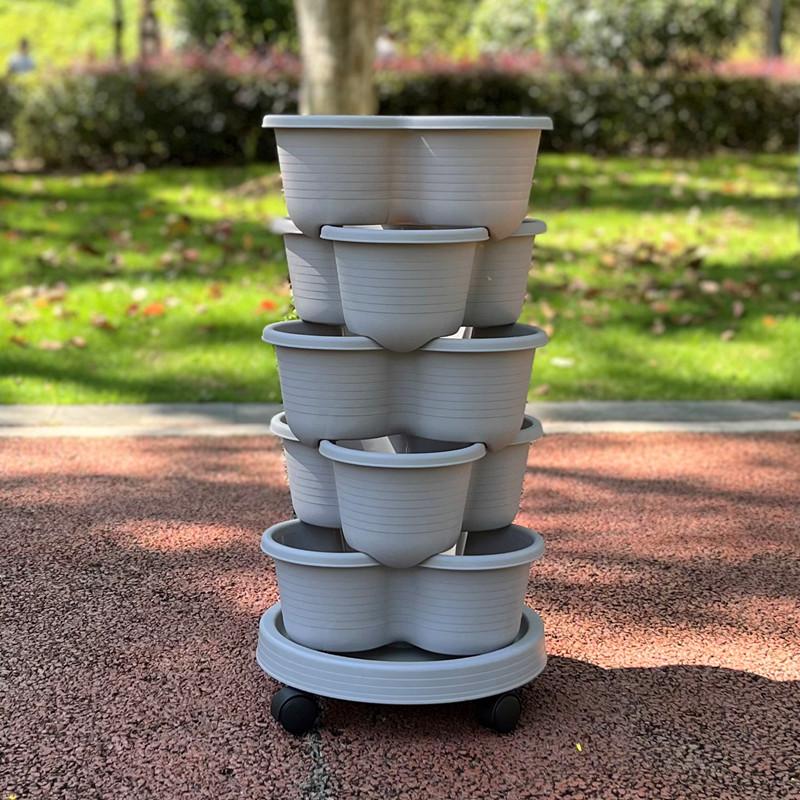 Vegetable Plastic Pot Family Balcony Strawberry Potted Plant Three Dimensional Multi-layer Space Saving Planting Flower Pots