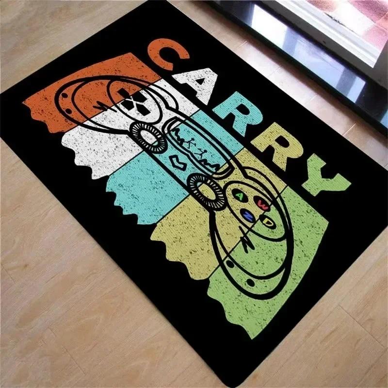 Gamer Rugs for Bedroom Playroom Boys Teen Game Gamepad Carpet Bathroom Kitchen Living Room Floor Mat Home Decor Non-Slip Doormat