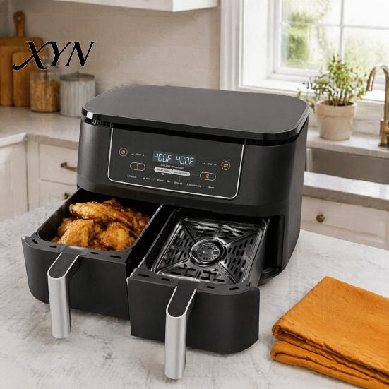 Easy Clean Baking Pan for Air Fryer Grill Pan, Nonstick Durable Aluminum Grease Tray, with Rubber Dishwasher Safe Crisper Tray Pad, Heat Circulation