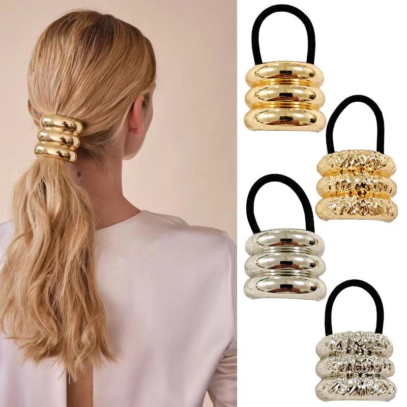 Fashion Alloy Headband Headdress Cool Style Ponytail Hair Ring High-end Seamless Hairband Set