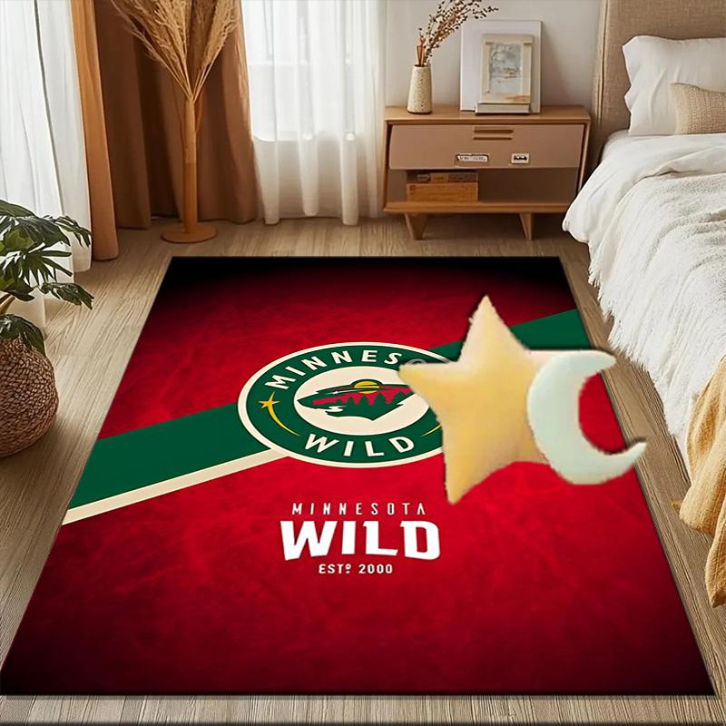 Minnesota-Wild Hockey Team Floor Mat for Living Room, Game Rooms, Office, Bedroom, Office Floor Mat Playful Design, Christmas Fan Gifts