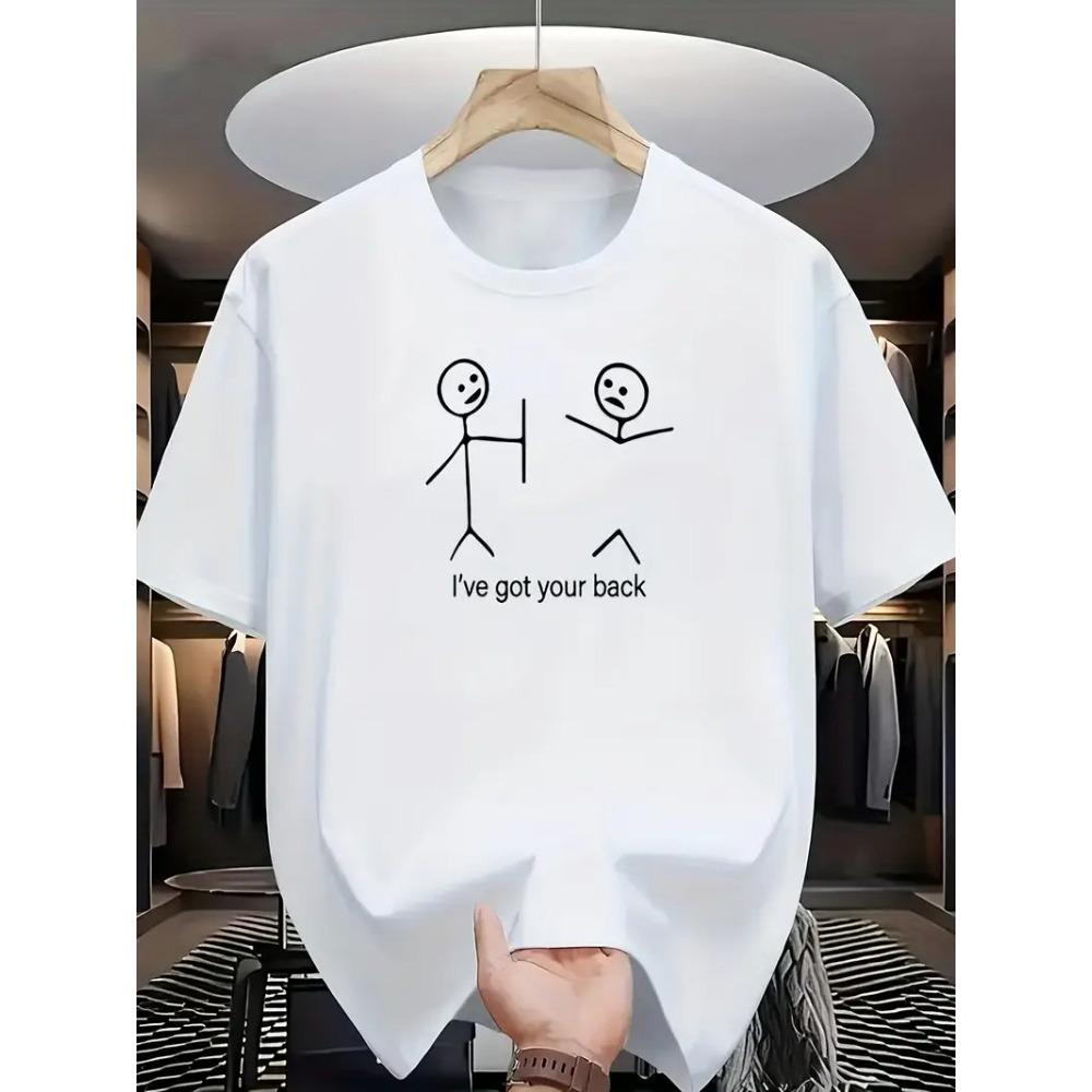 New Summer Men's Fashion T-shirt  Stick Figure  Pattern Printed Men's T-shirt Top