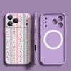 Magnetic For Magsafe Case For iPhone 17 Pro Max Floral Stripes Print Soft Silicone Phone Back Cover For iPhone 16 15 14 13 Pro Max 16e 17e