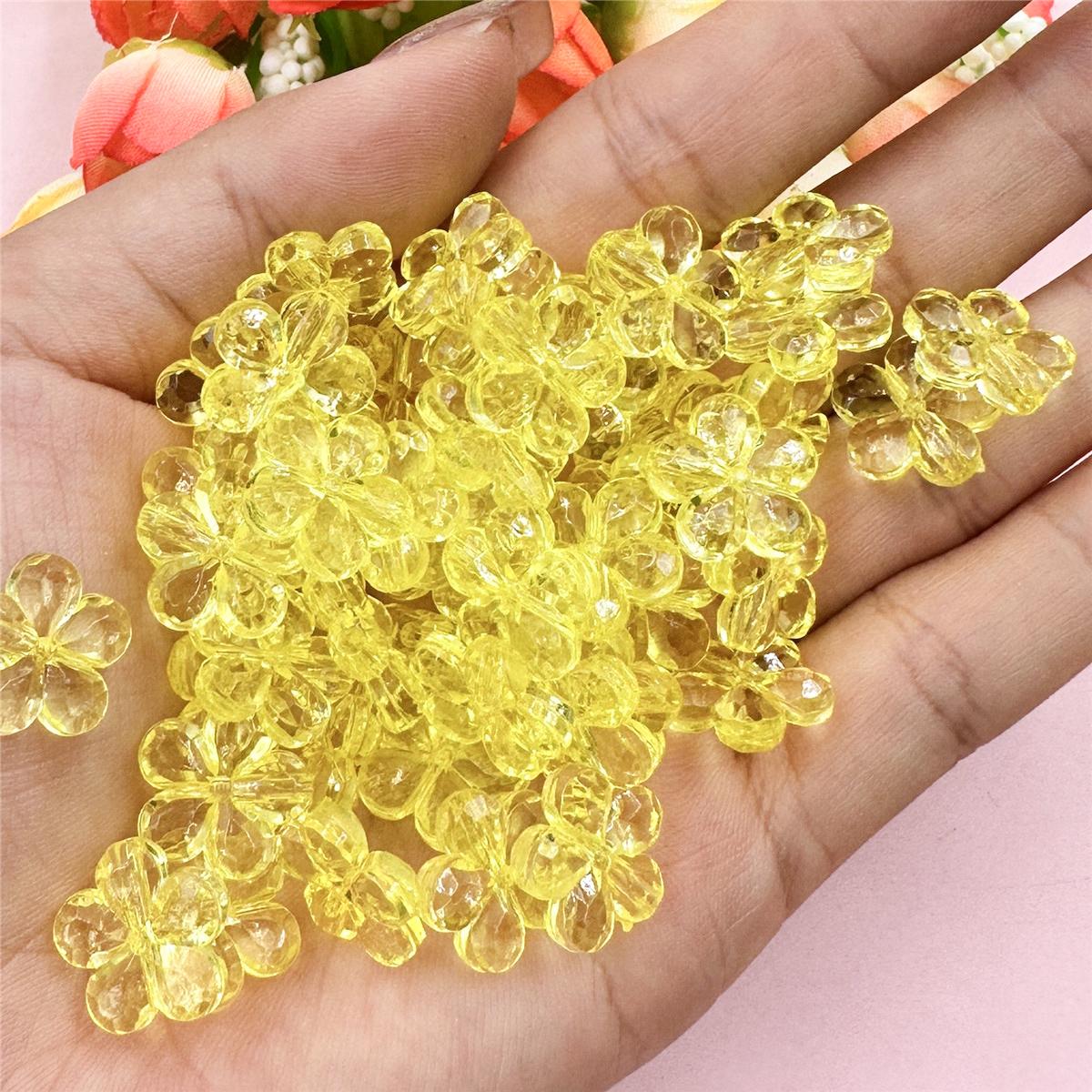 

Свободные бусины-разделители с отверстием 14 мм, материал ручной работы, разноцветные, поделки, 100 шт., акрил, в форме цветка, ювелирные аксессуары, бусины жёлтый