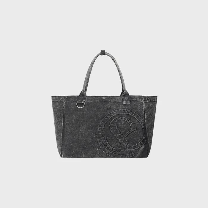 Washed Cotton Applique Tote Bag [CHARCOAL]_SEAC013CHARCOAL