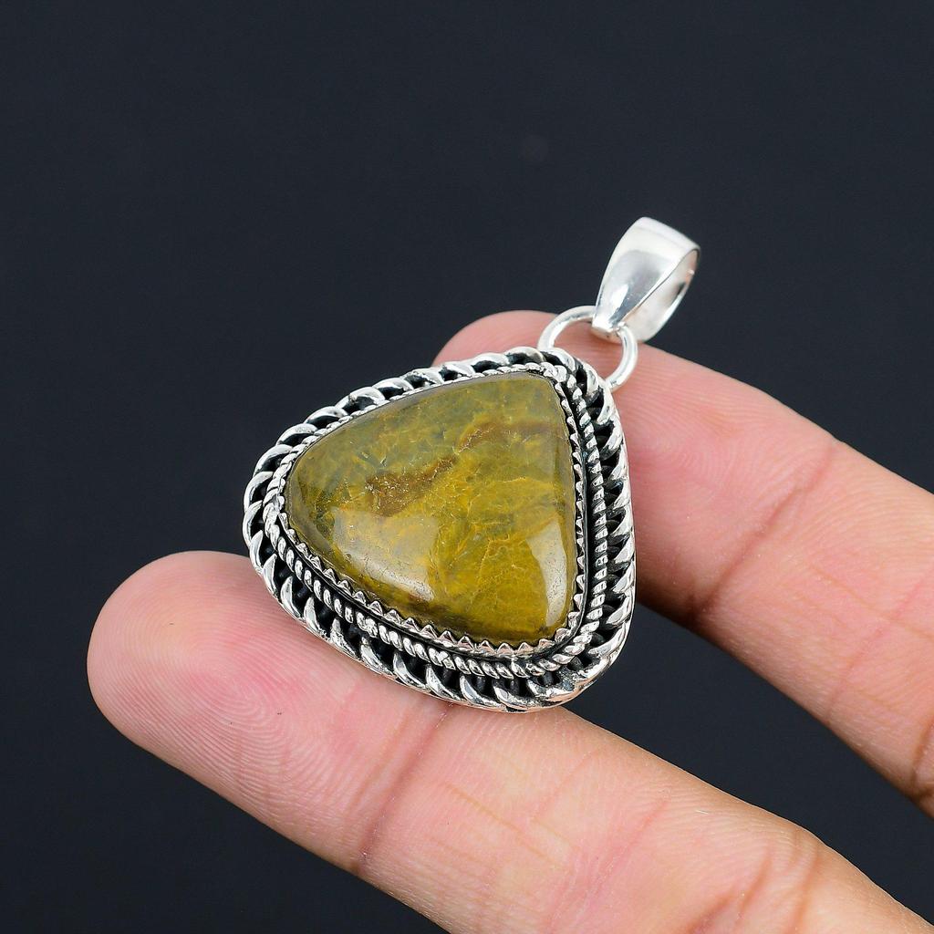 Sisters Day Sale 925 Silver Ocean Jasper Stone Art Deco Birthday Pendant Jewelry