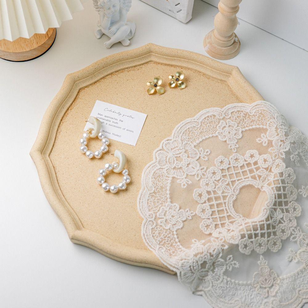 Embroidery Flower Lace Embroidery Placemat Round Cup Mat Doily Coaster Table Decor