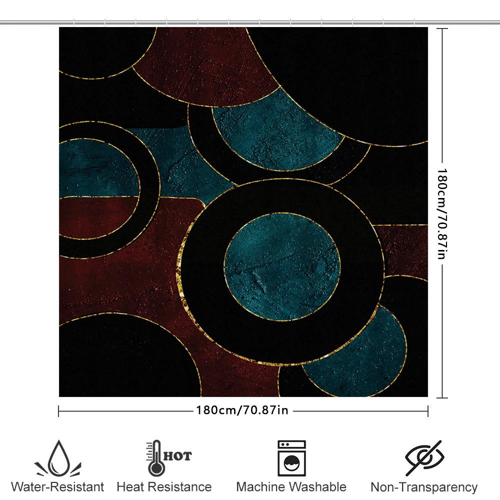 Luxury 3D Waterproof Bath Shower Curtain Fabric Decorative for Home Bathroom Decoration Waterproof Wall Covering Circle Pattern