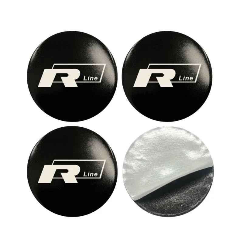 

2026 New For VW VOLKSWAGEN 4Pcs 56/60/65mm Car Wheel Center Cover Stickers Hub Cap Badge For Volkswagen VW R Line GTI Golf 5 6 S 56mm