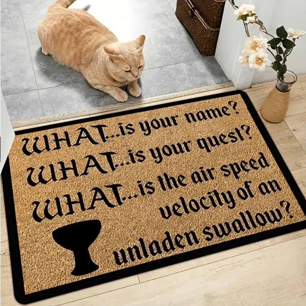 Monty Python Holy Grail Quote Welcome Doormat 2D Flat Print Non-Slip Floor Mat for Front Door Entryway Bedroom Bathroom Decor