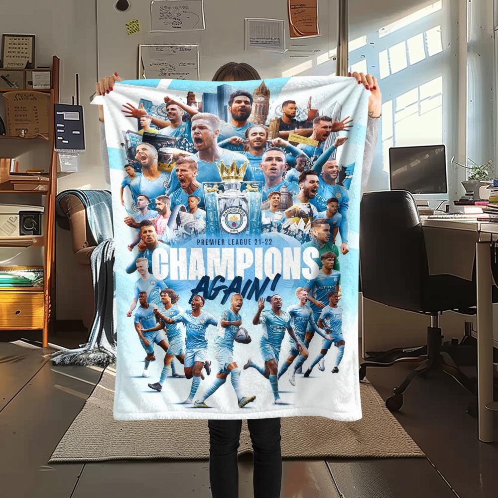 The Blues Team Print FlAannel Blanket, High Quality Comfortable for All Seasons, Home Decor, Warmth and Comfort