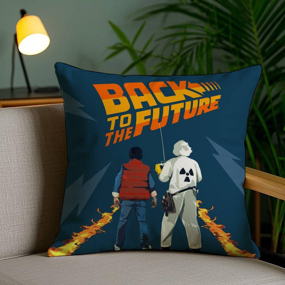 B-Back To The Future Pillow Case Home Dorm Chair Back Short Plush Double-sided Printing Office Nap Time Cushion Cover