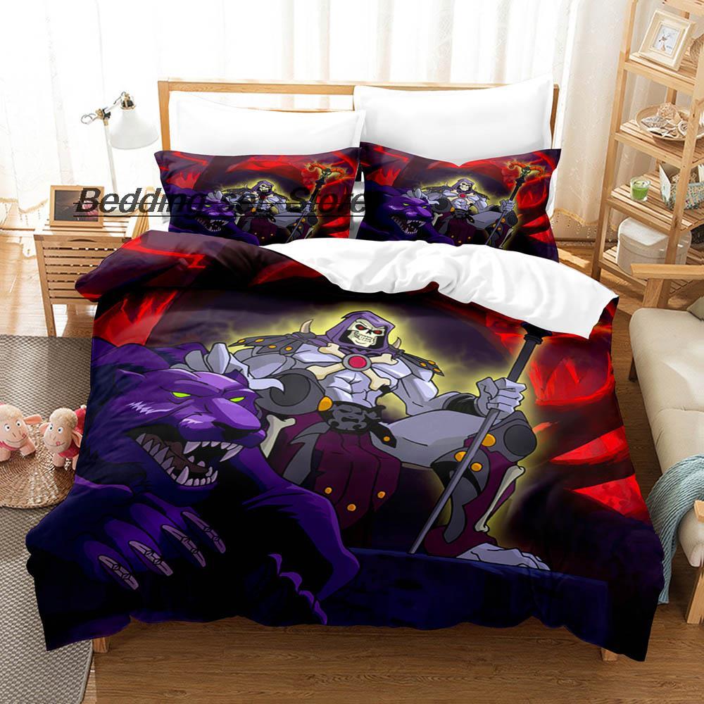 

2014 Skull Skeletor Bedding Set Single Twin Full Queen King Size Bed Set Teenager Bedroom Duvetcover Sets 3D Anime Bed Sheet Set (135x200cm)