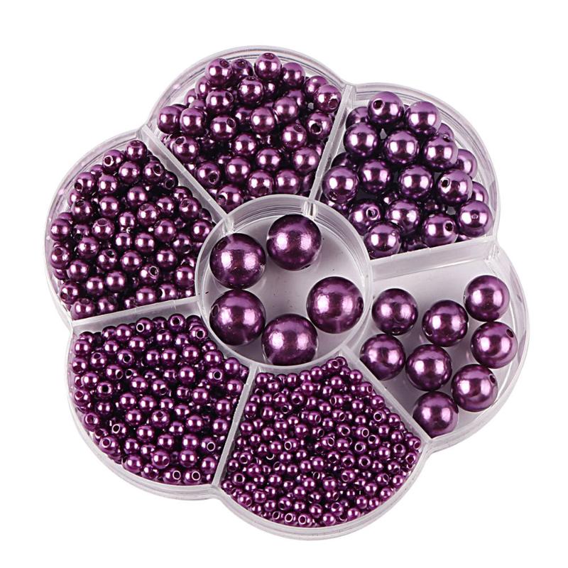 3/4/5/6/8/10/12mm Gemischte Box mit Löchern ABS Imitation Perle Meerjungfrauen-Illusions-Farbverlauf Kunststoffperle DIY-Material