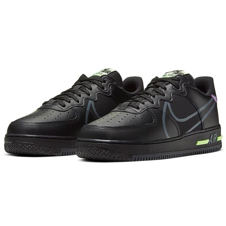 Nike Air Force 1 React Black Violet Star Barely Volt CD4366-001