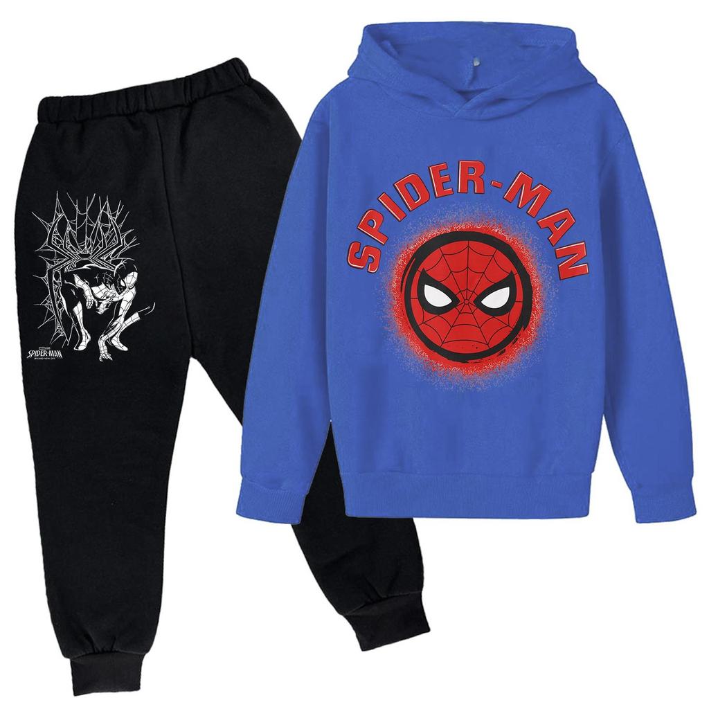 Kids Printed Hoodie and Sweatpants Set Long Sleeve Loose Fit Pullover Outfit for Boys and Girls