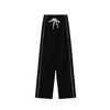 Women's Plus Size Black High Waist Wide Leg Sports Pants - Early Autumn Casual Loose Fit with a Slimming Effect