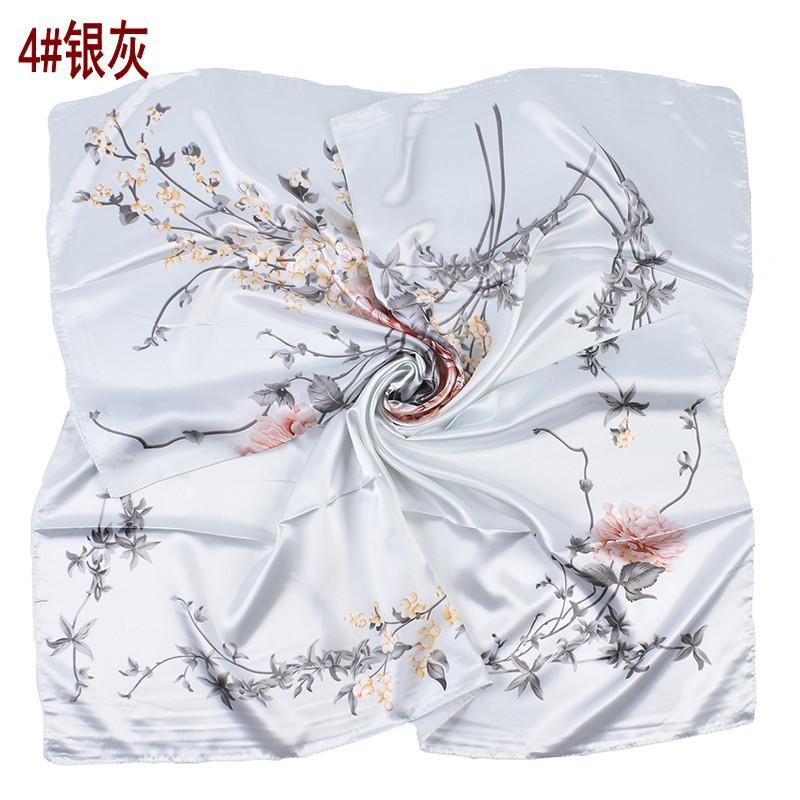 90 cm Stort Firkantet Skjerf For Vår- Og Sommermote, Allsidig Og Stilig, Trykt Silkeskjerf For Kvinners Dekorasjon, Kombinert Med Sjal-skjerf