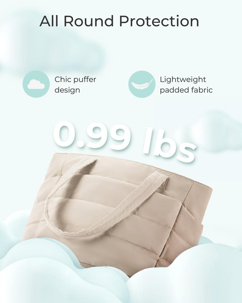 BAGSMART Puffy Tote Bag with Large Travel Perfect for Travel and Camel Women's Dividers, Lightweight, Capacity, Multi-Storage, Bag, Commuting,