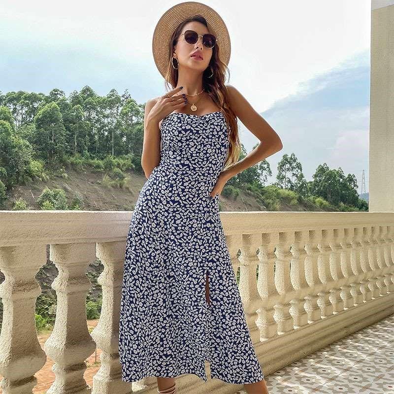 Summer New Floral Slip Ress Slimfit Slit Ress Womens Cloth